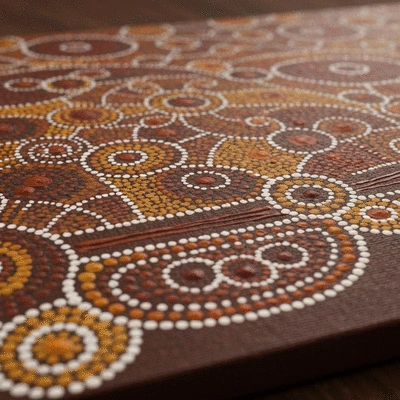 Traditional Aboriginal dot painting artwork on canvas